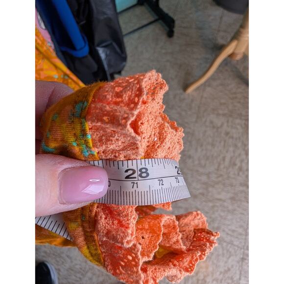 LOGO Lori Goldstein Orange Abstract Print Lace Trim Knit Top Cottage Fall Large - Picture 8 of 10